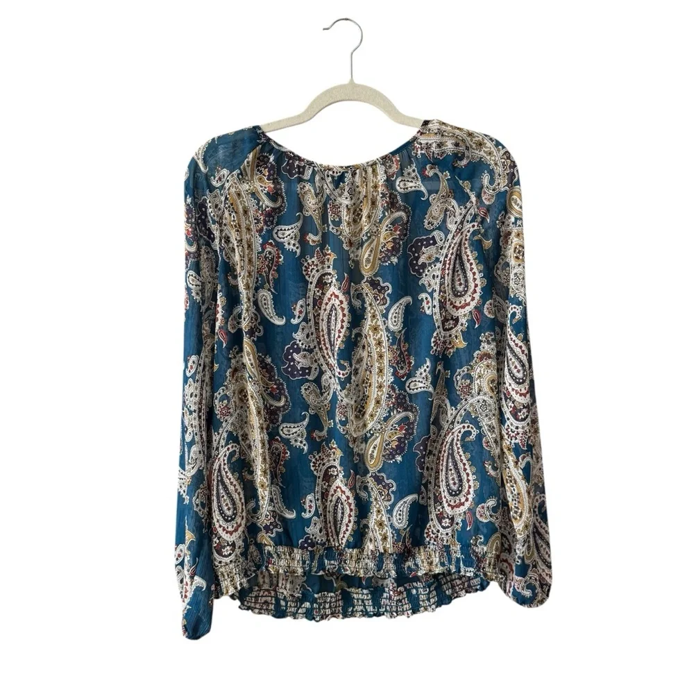 Bundle Lot of 2 Lucky Brand Boho Blouse Tops Size LG Blue‎ Black Floral Casual - Picture 10 of 11